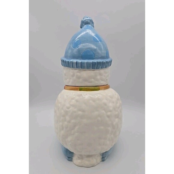 Ice Skating Snowman Ceramic Cookie Jar By Market Place - Picture 3 of 12